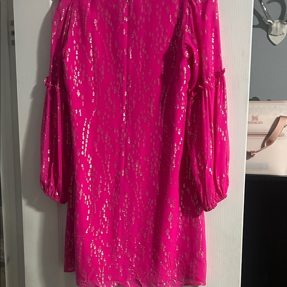 Lilly Pulitzer Bright Pink Dress with Gold Accents - Picture 2 of 4